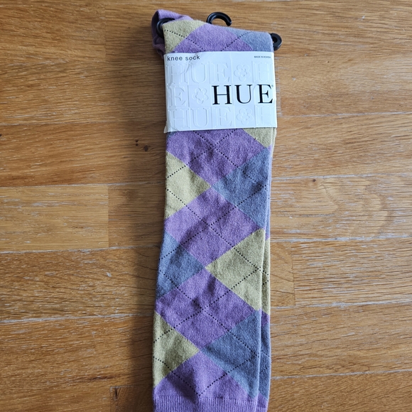 HUE Argyle Knee Socks - Lavender and Olive - Picture 1 of 6